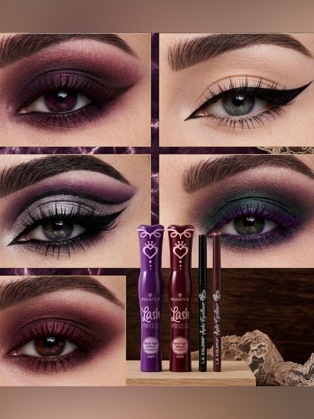 Coastal Gothic Mulberry Plum Purple Essence & L.A. Colors Mascaras & Liners NWT